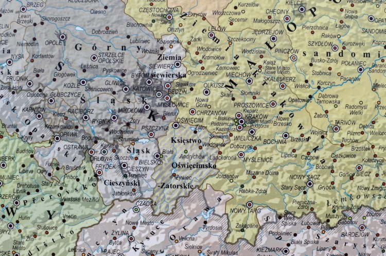 Polska. Regiony historyczne / Poczet królów i książąt polskich. Mapa ścienna. Fragment 2