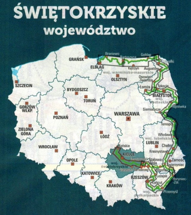 Świętokrzyskie. Wodoodporna mapa rowerowa z serii "Nie tylko Green Velo"  wydawnictwa Euro Pilot. Pozostałe publikacje