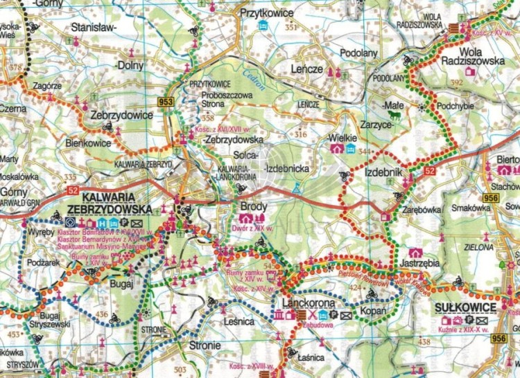 Kraków i okolice - zachód. Wodoodporna mapa rowerowa z serii "Nie tylko Green Velo"  wydawnictwa Euro Pilot. Fragment 2