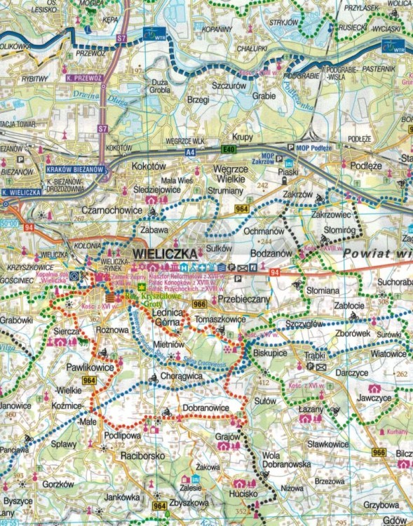 Kraków i okolice - wschód. Wodoodporna mapa rowerowa z serii "Nie tylko Green Velo"  wydawnictwa Euro Pilot. Fragment 1