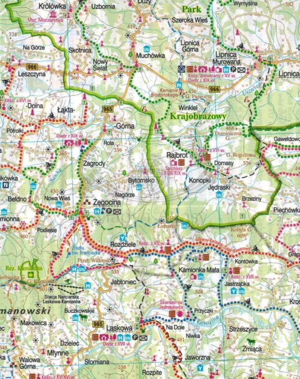 Kraków i okolice - wschód. Wodoodporna mapa rowerowa z serii "Nie tylko Green Velo"  wydawnictwa Euro Pilot. Fragment 2