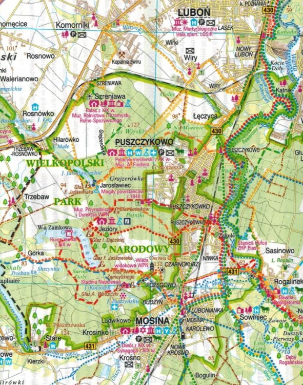 Poznań i okolice - zachód. Wodoodporna mapa rowerowa z serii "Nie tylko Green Velo"  wydawnictwa Euro Pilot. Fragment 2