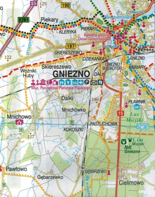 Poznań i okolice - wschód. Wodoodporna mapa rowerowa z serii "Nie tylko Green Velo"  wydawnictwa Euro Pilot. Fragment 2