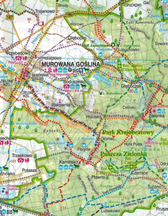 Poznań i okolice - wschód. Wodoodporna mapa rowerowa z serii "Nie tylko Green Velo"  wydawnictwa Euro Pilot. Fragment 3