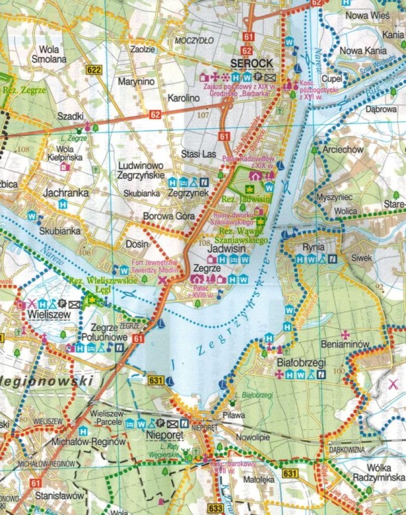 Warszawa i okolice - wschód. Wodoodporna mapa rowerowa z serii "Nie tylko Green Velo"  wydawnictwa Euro Pilot. Fragment 1