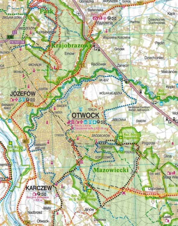 Warszawa i okolice - wschód. Wodoodporna mapa rowerowa z serii "Nie tylko Green Velo"  wydawnictwa Euro Pilot. Fragment 2