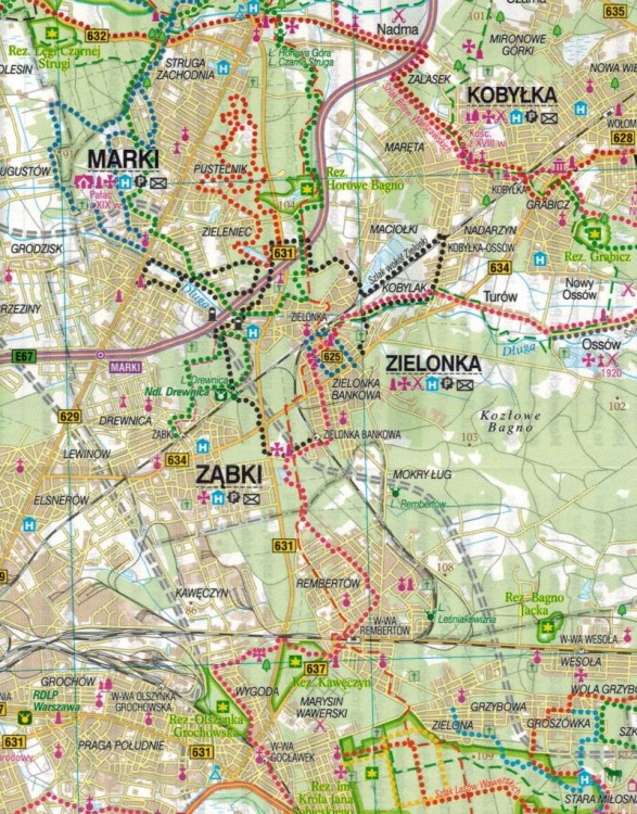 Warszawa i okolice - wschód. Wodoodporna mapa rowerowa z serii "Nie tylko Green Velo"  wydawnictwa Euro Pilot. Fragment 3