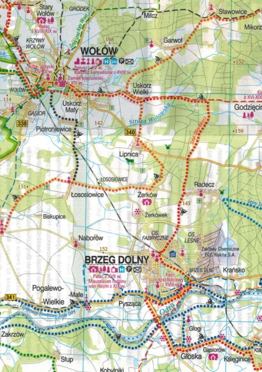Wrocław i okolice - zachód. Wodoodporna mapa rowerowa z serii "Nie tylko Green Velo"  wydawnictwa Euro Pilot. Fragment 1