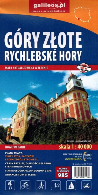 Góry Złote / Rychlebskie Hory 1:40 000. Mapa turystyczna wydawnictwa Galileos. Okładka tył