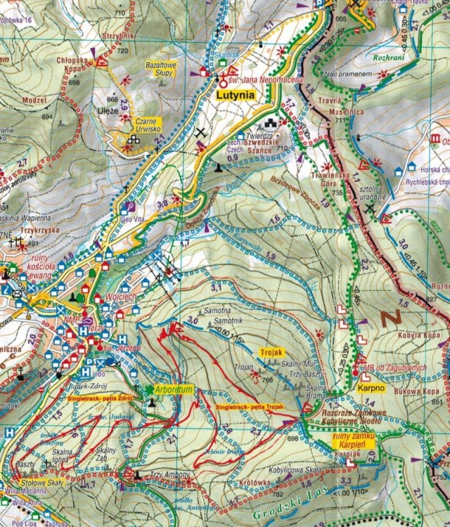 Góry Złote / Rychlebskie Hory 1:40 000. Mapa turystyczna wydawnictwa Galileos. Fragment 1