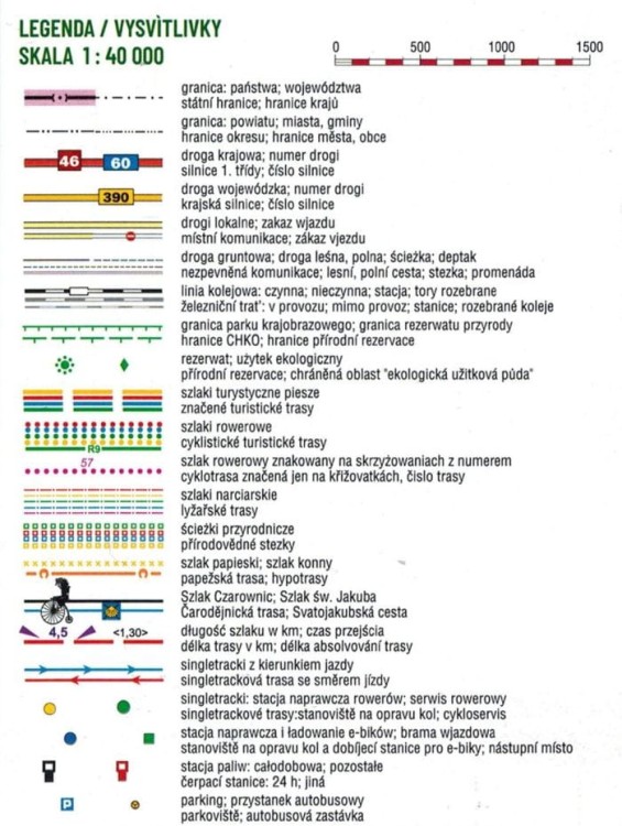 Góry Złote / Rychlebskie Hory 1:40 000. Mapa turystyczna wydawnictwa Galileos. Legenda 1