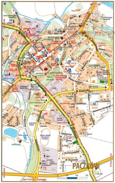 Góry Złote / Rychlebskie Hory 1:40 000. Mapa turystyczna wydawnictwa Galileos. Przykładowy plan miasta
