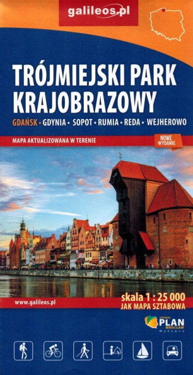 Trójmiejski Park Krajobrazowy 1:25 000. Gdańsk, Gdynia, Sopot, Rumia, Reda, Wejherowo. Mapa turystyczna wydawnictwa Galileos. Okładka