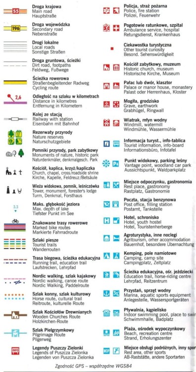 Puszcza Zielonka 1:50 000. Mapa turystyczna. Legenda