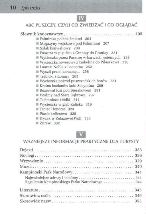 Puszcza Kampinoska. Przewodnik wydawnictwa Rewasz. Spis treści 4