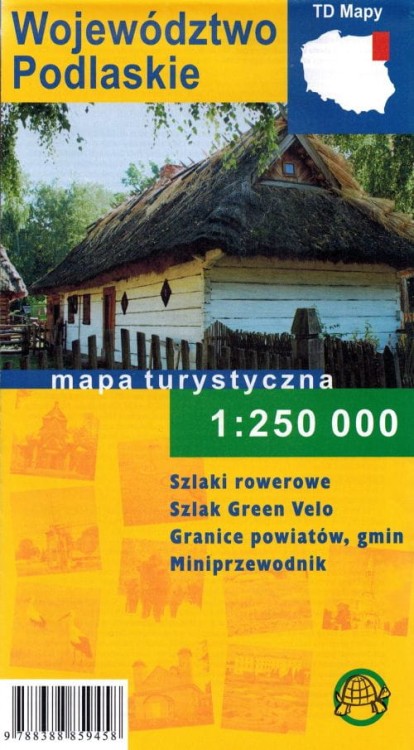 Województwo podlaskie 1:250 000. Laminowana mapa turystyczna wydawnictwa TD Mapy. Okładka
