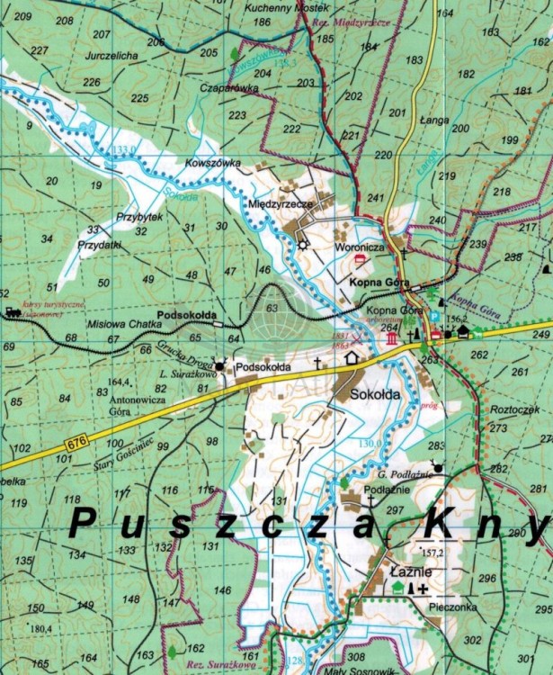 Puszcza Knyszyńska, część wschodnia. Wodoodporna mapa turystyczna wydawnictwa TD Mapy. Fragment 2