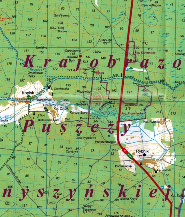 Puszcza Knyszyńska. Część Zachodnia. Laminowana mapa turystyczna wydawnictwa  TD Mapy. Fragment 2