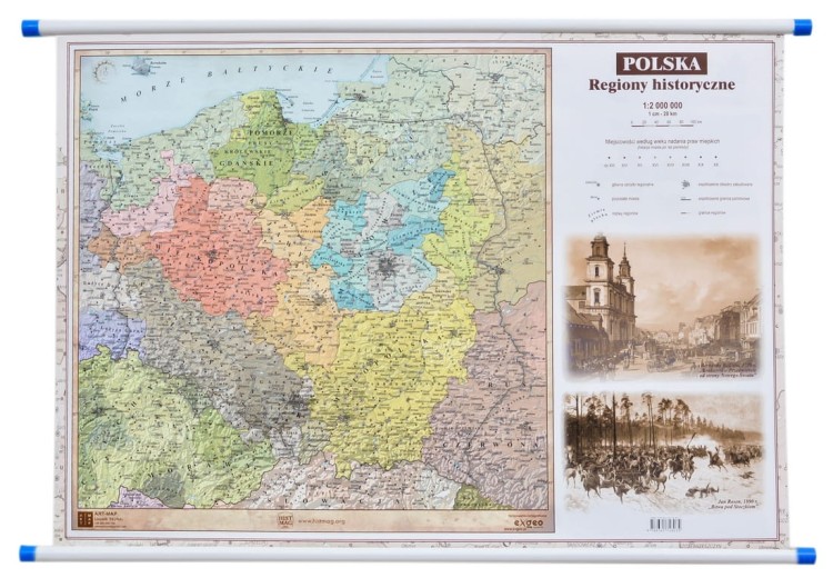 Polska. Regiony historyczne / Poczet królów i książąt polskich. Mapa ścienna. Pierwsza strona