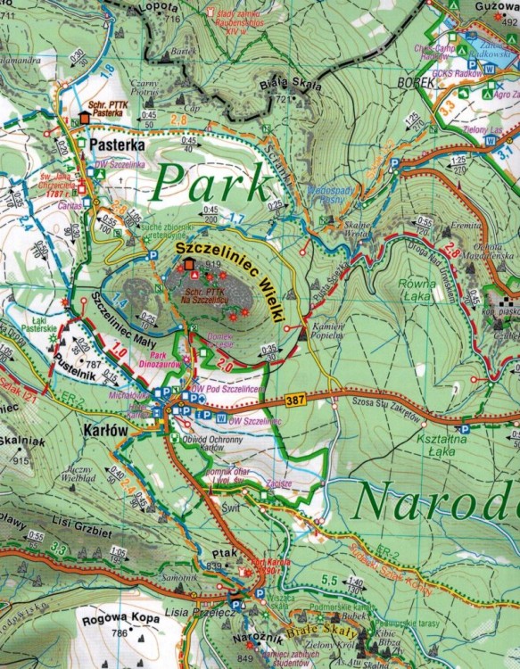 Góry Stołowe, Adrszpasko Teplickie Skały, Broumovske Steny. Mapa turystyczna wydawnictwa Compass. Fragment 1