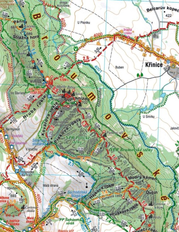 Góry Stołowe, Adrszpasko Teplickie Skały, Broumovske Steny. Mapa turystyczna wydawnictwa Compass. Fragment 2