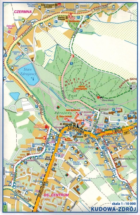 Góry Stołowe, Adrszpasko Teplickie Skały, Broumovske Steny. Mapa turystyczna wydawnictwa Compass. Przykładowy plan miasta