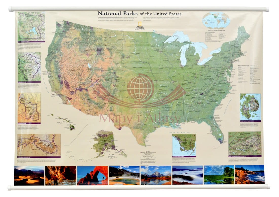USA 1:5 183 000. Mapa ścienna fizyczna parków narodowych. National Geographic