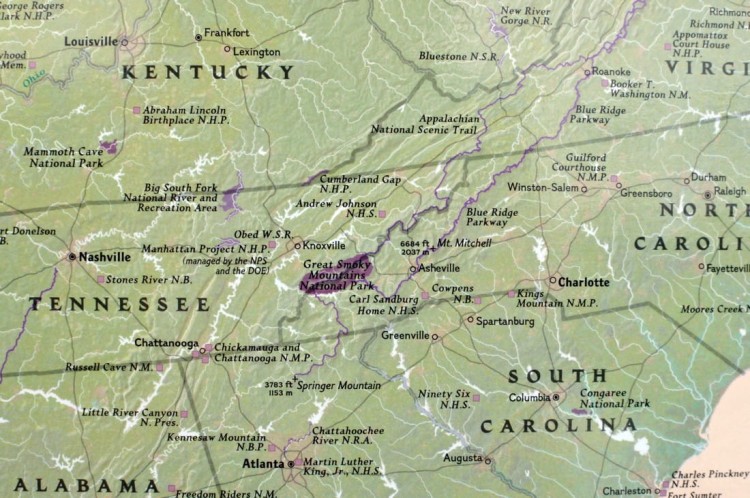 USA 1:5 183 000. Mapa ścienna parków narodowych wydawnictwa National Geographic. Fragment 2