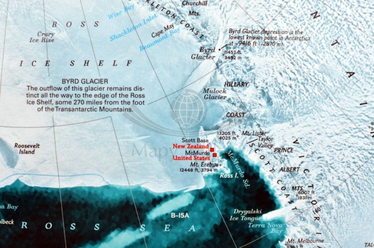 Antarktyda 1:9 200 000. Mapa ścienna wydawnictwa National Geographic. Fragment 3
