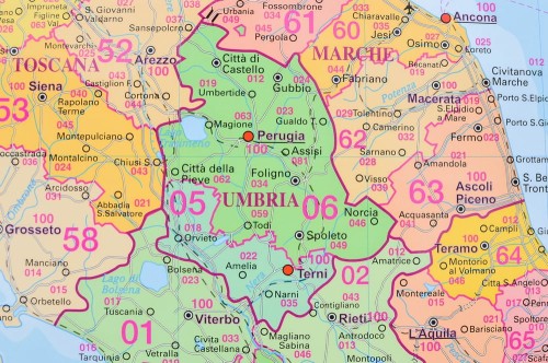 Włochy 1:1 000 000. Mapa administracyjna z kodami pocztowymi w wersji magnetycznej. Wydawnictwo: Stiefel. Fragment 1