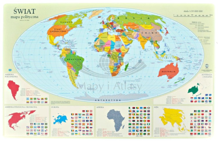 Świat. Mapa polityczna. Podkładka na biurko wydawnictwa Zachem