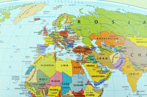 Świat. Mapa polityczna. Podkładka na biurko wydawnictwa Zachem. Fragment 1