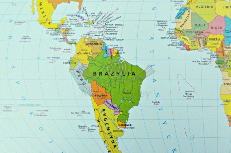 Świat. Mapa polityczna. Podkładka na biurko wydawnictwa Zachem. Fragment 2