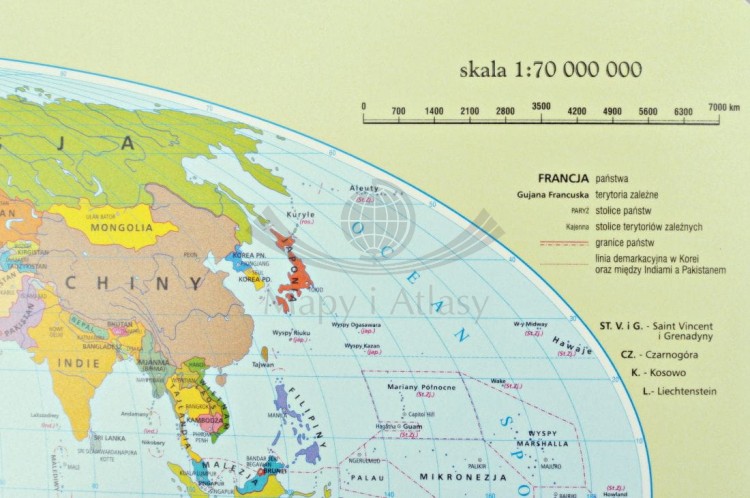Świat. Mapa polityczna. Podkładka na biurko wydawnictwa Zachem. Fragment 5