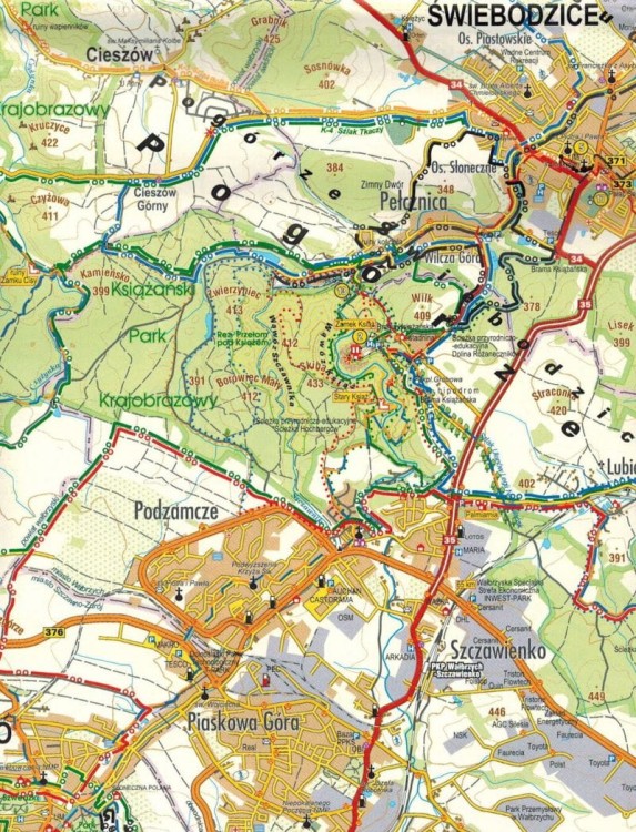 Księstwo Świdnicko-Jaworskie 1:50 000. Mapa turystyczna wydawnictwa Galileos. Fragment 2