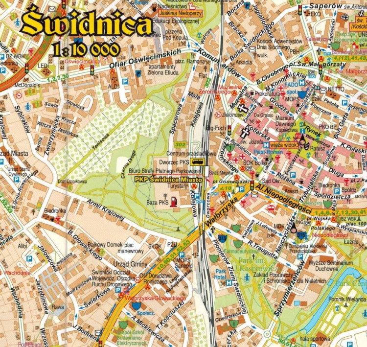Księstwo Świdnicko-Jaworskie 1:50 000. Mapa turystyczna wydawnictwa Galileos. Przykładowy plan miasta - fragment