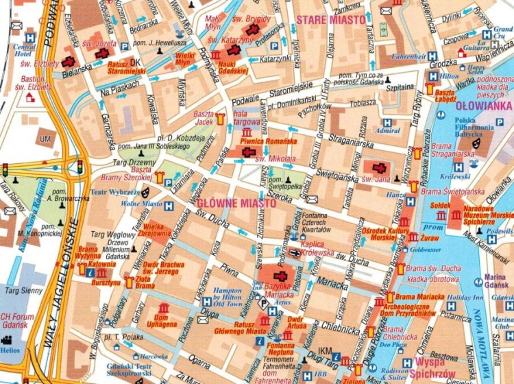 Trójmiejski Park Krajobrazowy 1:25 000. Gdańsk, Gdynia, Sopot, Rumia, Reda, Wejherowo. Wodoodporna mapa turystyczna wydawnictwa Galileos. Plan centrum - fragment