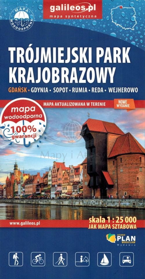 Trójmiejski Park Krajobrazowy 1:25 000. Gdańsk, Gdynia, Sopot, Rumia, Reda, Wejherowo. Wodoodporna mapa turystyczna. Galileos