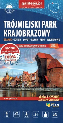 Trójmiejski Park Krajobrazowy 1:25 000. Gdańsk, Gdynia, Sopot, Rumia, Reda, Wejherowo. Wodoodporna mapa turystyczna wydawnictwa Galileos. Okładka