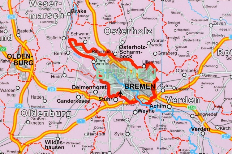 Niemcy 1:750 000. Mapa ścienna administracyjno-drogowa wydawnictwa Stiefel. Fragment 3