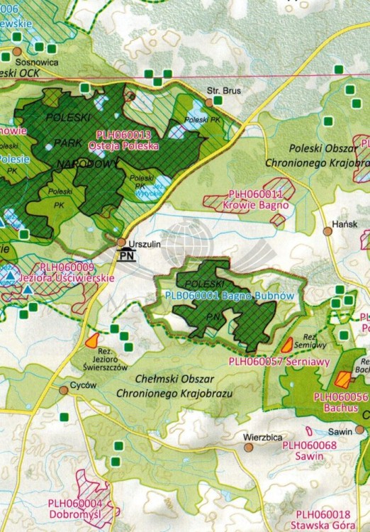 Województwo lubelskie 1:300 000. Parki krajobrazowe i inne formy ochrony przyrody. Mapa przyrodniczo-krajoznawcza wydawnictwa Kartpol. Fragment 1