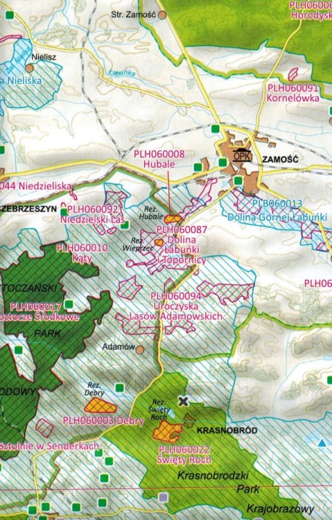 Województwo lubelskie 1:300 000. Parki krajobrazowe i inne formy ochrony przyrody. Mapa przyrodniczo-krajoznawcza wydawnictwa Kartpol. Fragment 2
