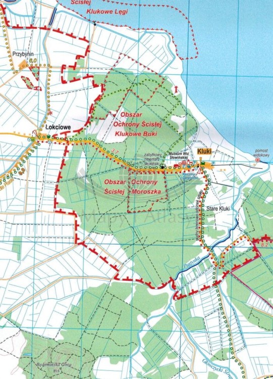 Słowiński Park Narodowy i okolice. Łeba, Rowy, Smołdzino. Mapa turystyczna / Plan miasta wydawnictwa Eko-Kapio. Fragment 2