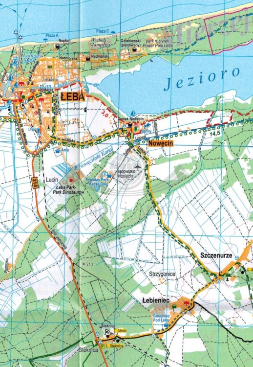Słowiński Park Narodowy i okolice. Łeba, Rowy, Smołdzino. Mapa turystyczna / Plan miasta wydawnictwa Eko-Kapio. Fragment 1