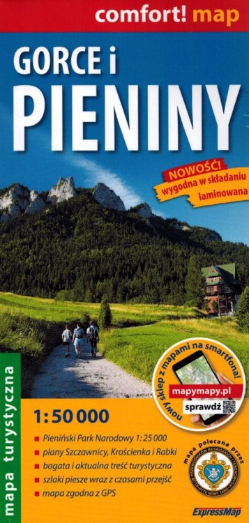 Gorce i Pieniny 1:50 000. Laminowana mapa turystyczna wydawnictwa ExpressMap. Okładka