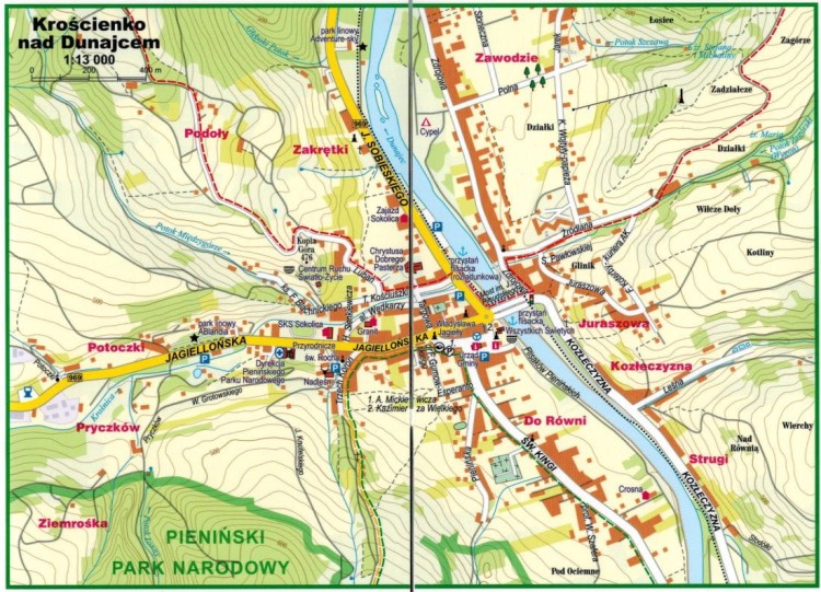 Gorce i Pieniny 1:50 000. Laminowana mapa turystyczna wydawnictwa ExpressMap. Przykładowy plan miasta
