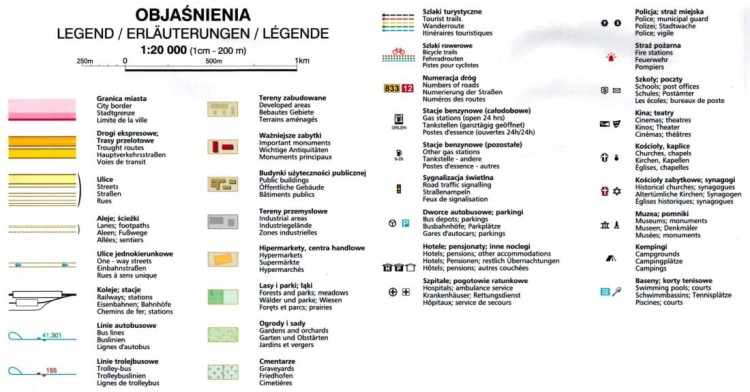 Lublin +5. Kraśnik, Lubartów, Łęczna, Puławy, Świdnik. Laminowana mapa / Plan miasta wydawnictwa Demart. Legenda