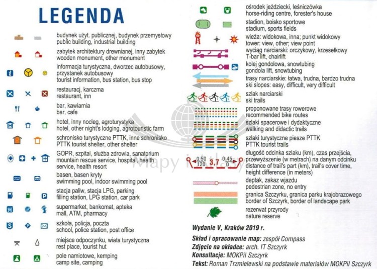 Szczyrk i okolice 1:25 000. Mapa turystyczna wydawnictwa Compass. Legenda