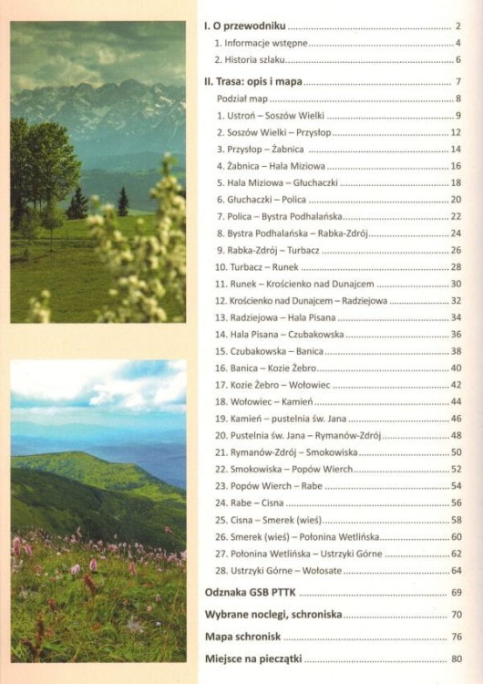 Główny Szlak Beskidzki. Przewodnik turystyczny wydawnictwa Compass. Spis treści