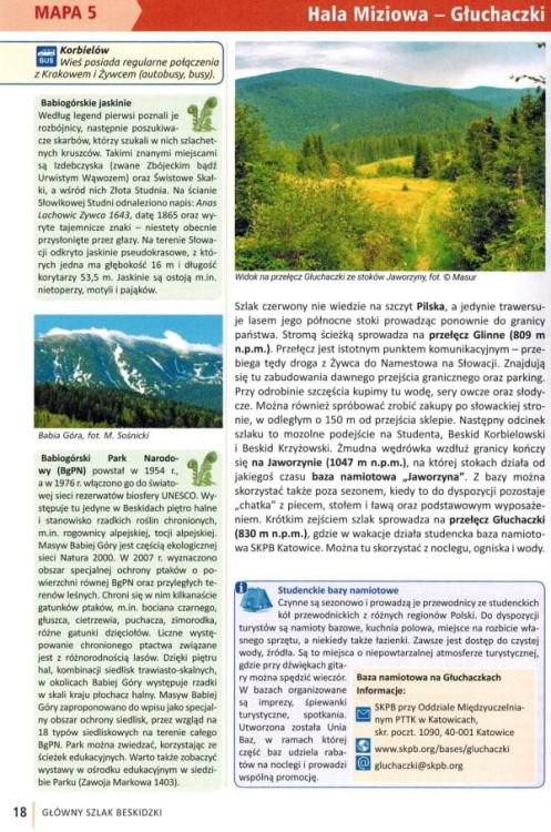Główny Szlak Beskidzki. Przewodnik turystyczny wydawnictwa Compass. Przykładowa strona 1